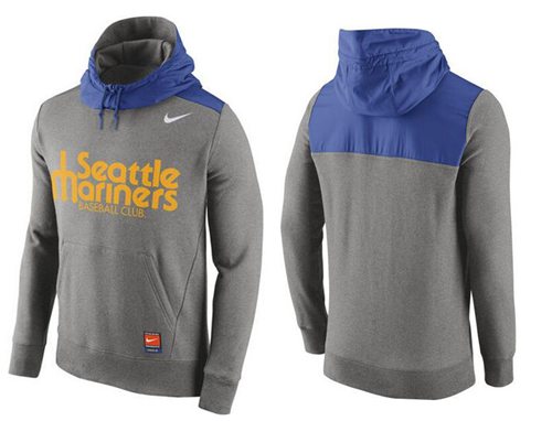 Men's Seattle Mariners Nike Gray Cooperstown Collection Hybrid Pullover Hoodie - Click Image to Close